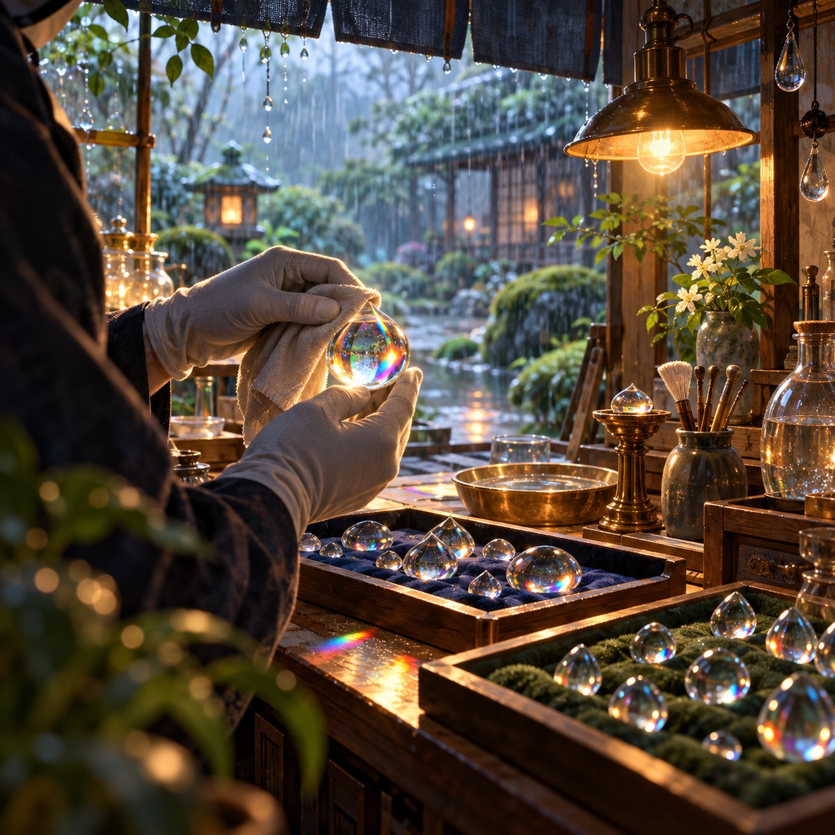 雨粒を磨く職人