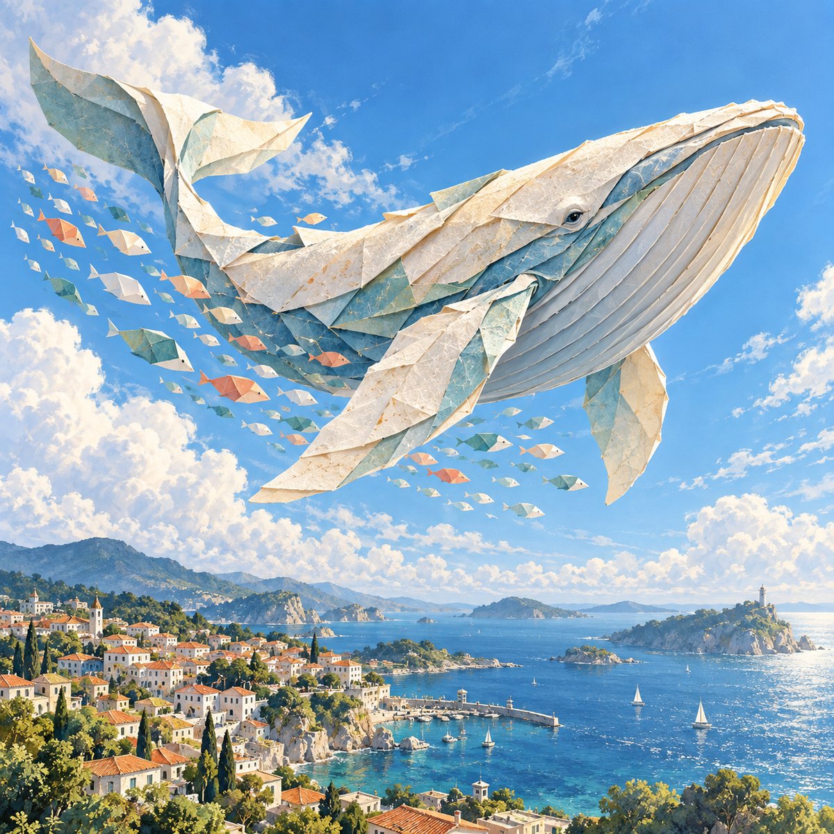 空を泳ぐ紙のくじら